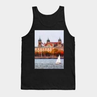 Manhattan NY - Sailboat by Ellis Island Tank Top